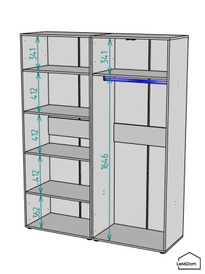 Шкаф Linnea MHR-4PO-1 2050х1600х510 Белый-М 11.1.1