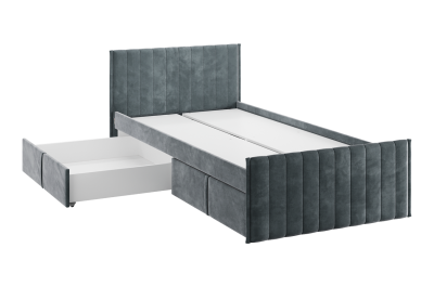 Кровать с ящиками Твикс 90х200 см, (1015х2120х780) графит (велюр)