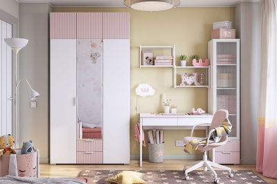 Полка Юниор, (550х250х380) белое дерево/белый муар