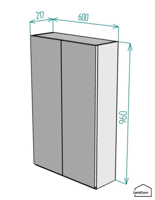 Шкаф навесной для ванной комнаты и туалета MH16-MA 960х600х217 Белый-М 13.1.2