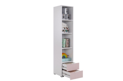 Зефир Шкаф однодверный 107.03, (400х422х1900) белое дерево/белый муар/пудра розовая (эмаль)