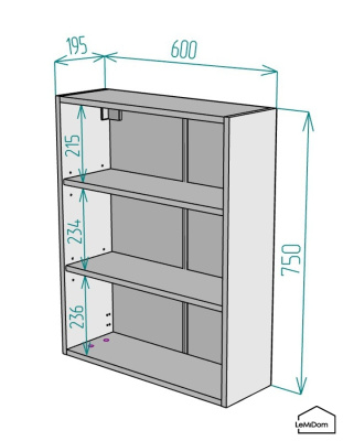 Шкаф навесной для ванной комнаты и туалета MH20-MA 750х600х217 Белый-М 13.1.2