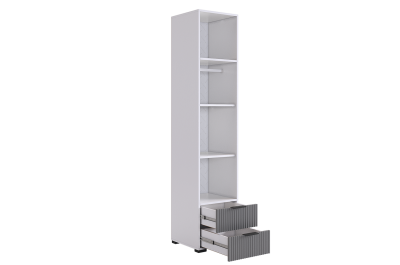 Зефир Шкаф однодверный 107.01, (400х422х1900) белое дерево/серый (эмаль)