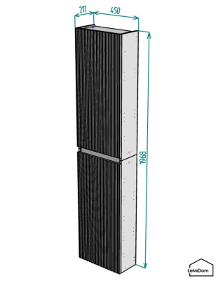 Шкаф пенал навесной для ванной комнаты и туалета MH15-MA 1968х450х217 Белый-М 10.1.2