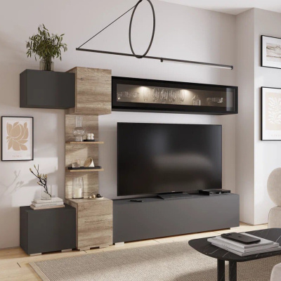 Гостиная "Рейн" ГС-01 Графит/Дуб каньон