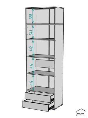 Шкаф с антресолью Linnea MHR-2A-4 2450х800х510 дв-М 11.1.25