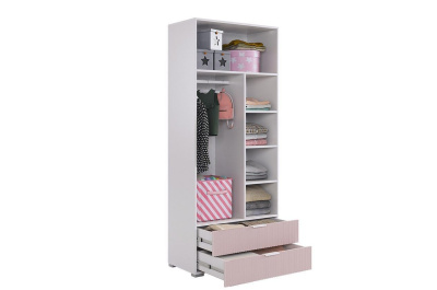 Зефир Шкаф двухдверный 120.01, (800х422х1900) белое дерево/пудра розовая (эмаль)