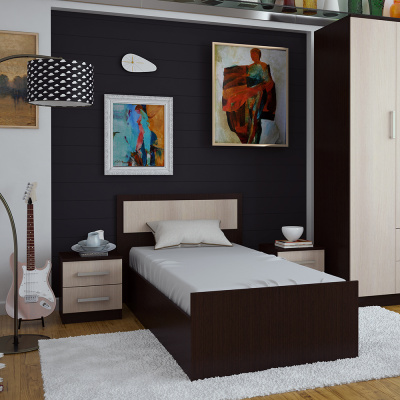 Кровать 0,9 м "Фиеста" венге/лоредо