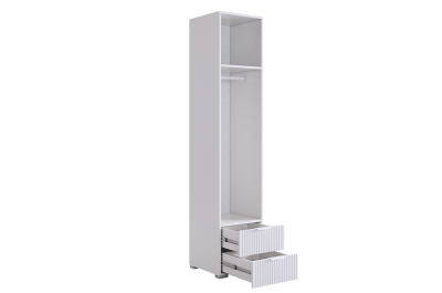Зефир Шкаф однодверный 107.01, (400х422х1900) белое дерево/белый (эмаль)