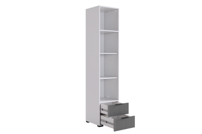 Зефир Шкаф однодверный 107.03, (400х422х1900) белое дерево/черный муар/серый (эмаль)