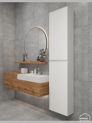 Шкаф пенал навесной для ванной комнаты и туалета MH15-MA 1968х450х217 Белый-М 10.1.2