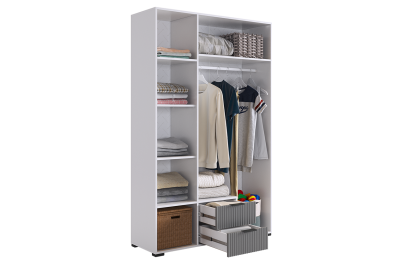 Зефир Шкаф трехдверный 109.02, (1200х422х1900) белое дерево/серый (эмаль)