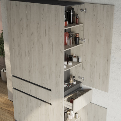 Шкаф 2-х створчатый "Багира" ШК-03 Графит/Крафт белый