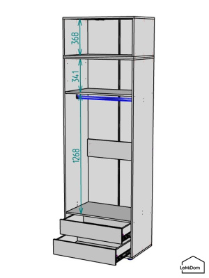 Шкаф с антресолью Linnea MHR-2A-3 2450х800х510 графит-М 11.1.25