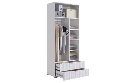 Зефир Шкаф двухдверный 120.01, (800х422х1900) белое дерево/белый (эмаль)