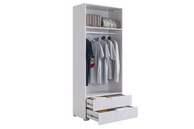 Зефир Шкаф двухдверный 108.01, (800х422х1900) белое дерево/белый (эмаль)