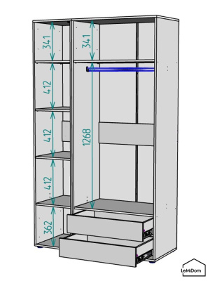 Шкаф Linnea MHR-3-2 2050х1200х510 графит-М 11.1.25