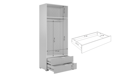 Зефир Шкаф двухдверный 108.01, (800х422х1900) белое дерево/серый (эмаль)