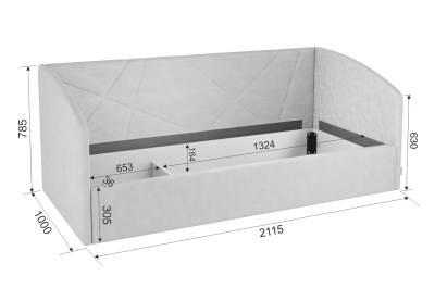 Комплект детской мебели "Зефир К4" (4015х1000х2300), (4015х1000х2300) белое дерево/серый (эмаль)/графит (велюр)