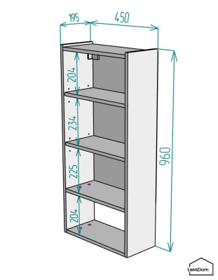 Шкаф навесной для ванной комнаты и туалета MH24-MA 960х450х217 Белый-М 10.1.1