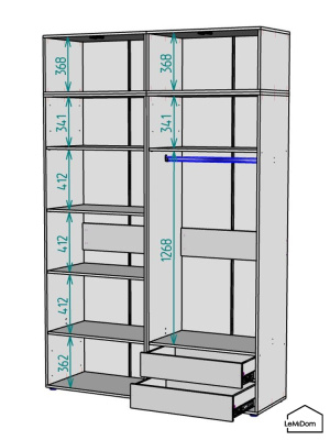Шкаф с антресолью Linnea MHR-4A-2 2450х1600х510 Белый-М 11.1.1