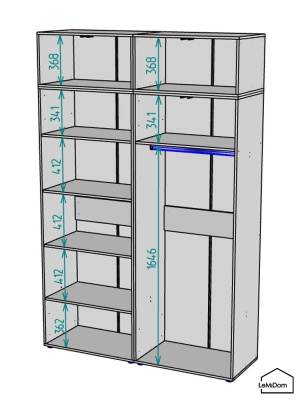 Шкаф с антресолью Linnea MHR-4POA-1 2450х1600х510 Белый-М 11.1.1