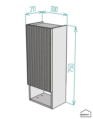 Шкаф навесной для ванной комнаты и туалета MH26-MA 750х300х217 Белый-М 10.1.2