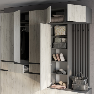 Шкаф 2-х створчатый "Багира" ШК-03 Графит/Крафт белый