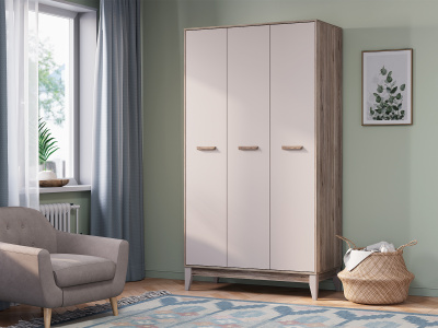 Шкаф 3-х створчатый "Скандика" ШК-09 дуб смоки/кашемир