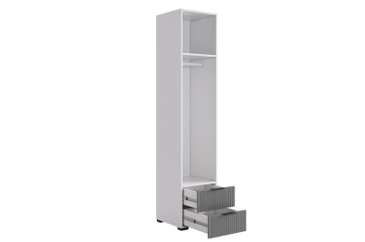 Зефир Шкаф однодверный 107.01, (400х422х1900) белое дерево/серый (эмаль)