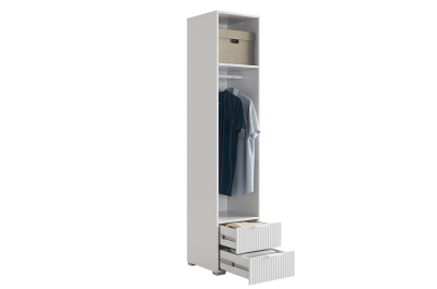 Зефир Шкаф однодверный 107.01, (400х422х1900) белое дерево/белый (эмаль)