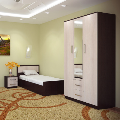 "Фиеста" шкаф 3-х створчатый венге/лоредо