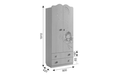 Чудо Шкаф комбинированный (с ящ. 2-створчатый), (800х420х1910) белый рамух