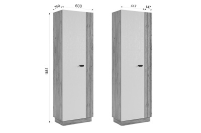 Моди Шкаф двухдверный, (600х350х1885) дуб крафт золотой/белое дерево