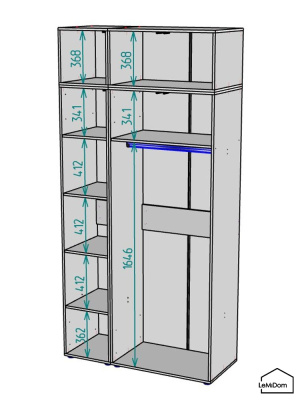 Шкаф с антресолью Linnea MHR-3A-1 2450х1200х510 Белый-М 11.1.1