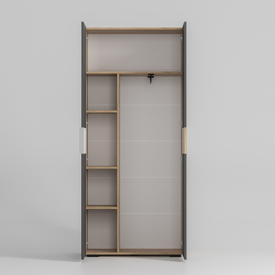 Шкаф 2-х створчатый "Сандра" ШК-04 Крафт/Графит/Тортуга (M27)