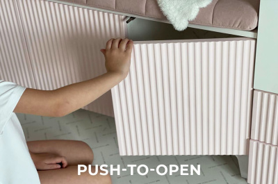 Зефир Тумба 115.01, (1200х424х536) белое дерево/пудра розовая (эмаль)